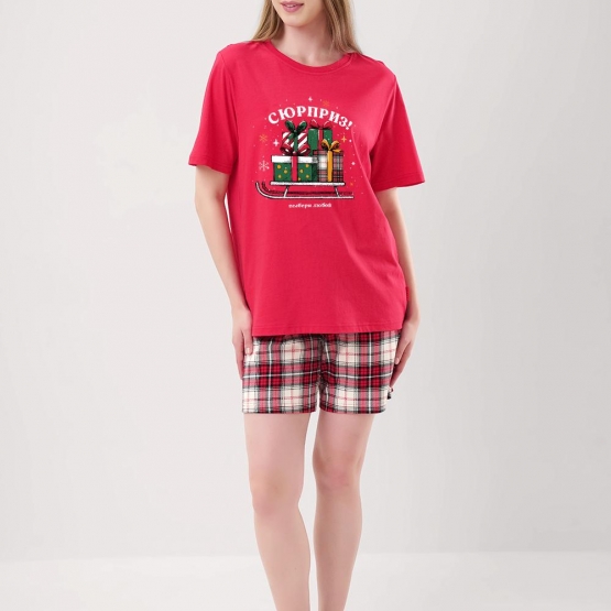Клевер Пижама женская CLE LP15-1199 (AW25/26 Новогоднее чудо) красный/молочный