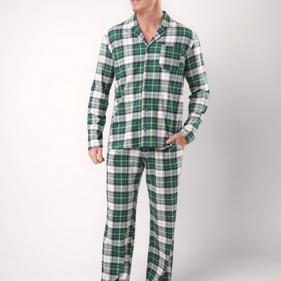 Клевер Пижама мужская CLE MHP450781/3 (AW25/26 Новый год) т.зелёный/молочный