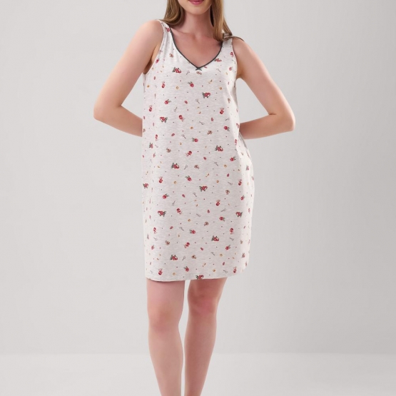 Клевер Сорочка женская CLE LS15-1201 (AW25/26 Морозко) меланж св.серый/красный