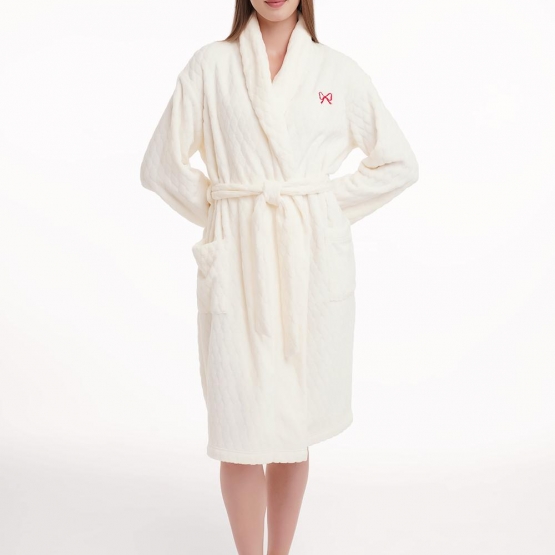 Клевер Халат женский CLE LX15-1178 (AW25/26 Велсофт) молочный