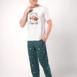 Клевер Комплект мужской CLE MHP450723/2 (AW25/26 Новый год) меланж св.серый/т.зелёный