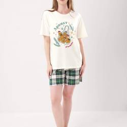 Клевер Пижама женская CLE LP15-1199/1 (AW25/26 Новогоднее чудо) молочный/т.зелёный