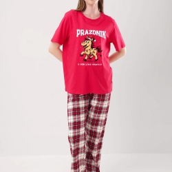 Клевер Пижама женская CLE LP15-1199/2 (AW25/26 Новогоднее чудо) красный/молочный