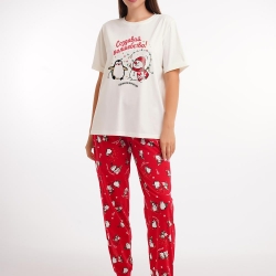 Клевер Комплект женский CLE LP15-1202/2 (AW25/26 Конфетти) молочный/красный