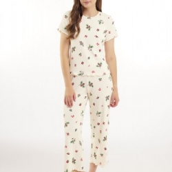 Клевер Пижама женская CLE LP15-1200 (AW25/26 Пихта) молочный/красный