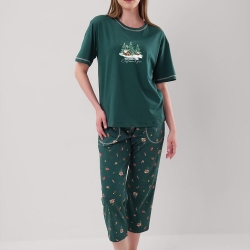 Клевер Пижама женская CLE LP15-1201/1 (AW25/26 Морозко) т.зелёный/красный
