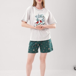 Клевер Комплект женский CLE LP15-1201 (AW25/26 Морозко) меланж св.серый/т.зелёный