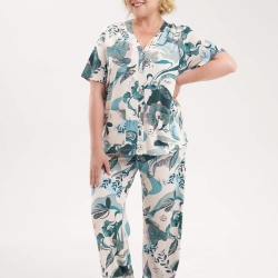 Клевер Пижама женская CLE LP15-1196/2 (AW25/26 Адель) бежевый/св.зелёный