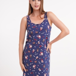 Клевер Сорочка женская CLE LS15-1202/1 (AW25/26 Конфетти) т.синий/красный